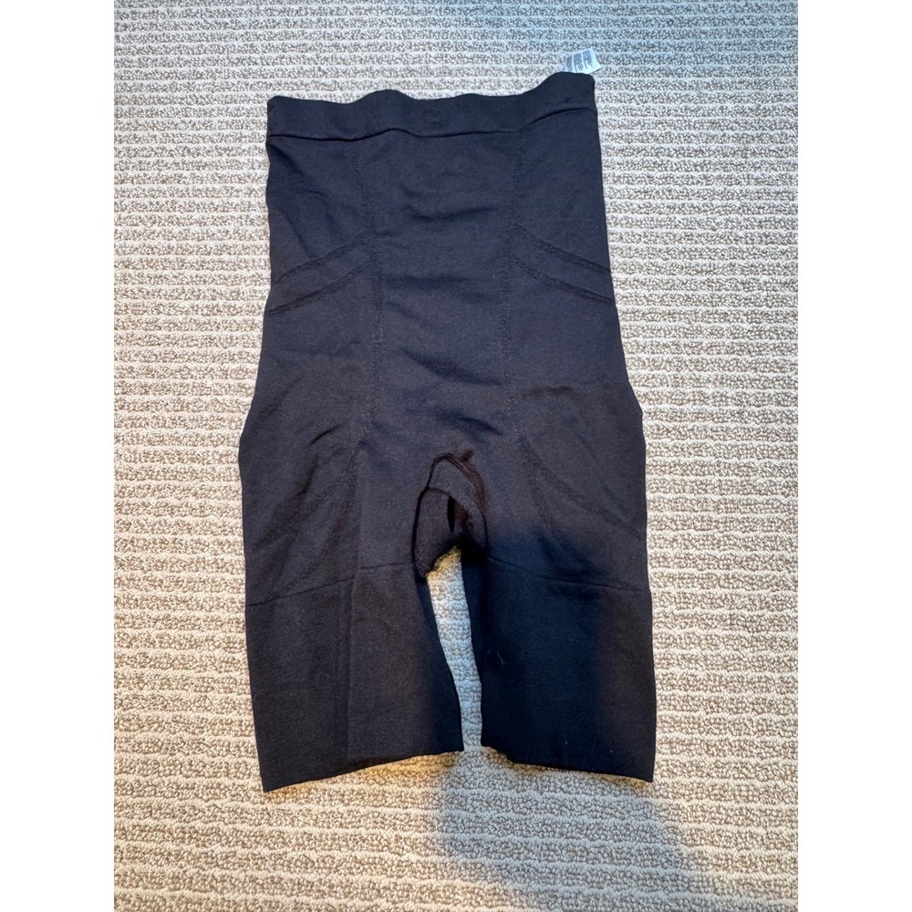 Spanx High Waist Shaping Shorts Black Open Gusset Mid Thigh Shaper Size Lar